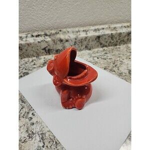 Monkey orange Ashtray Orange Red Flame Glaze VTG Mid-Century Modern 1950s Decor